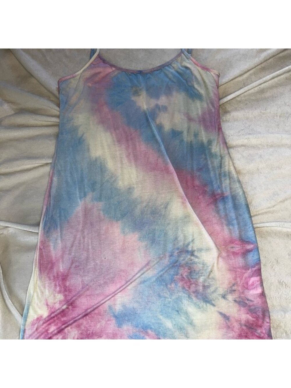 Long Tank Top/Mini Dress Cotton Candy Color Adjustable Straps - Picture 2 of 9